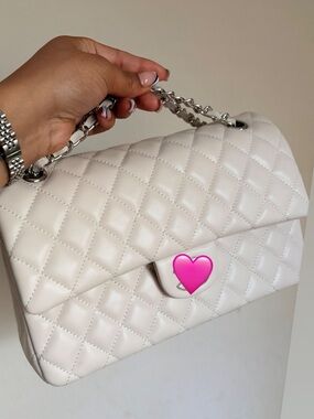 Quilted Cream Chain-Handle Shoulder Bag